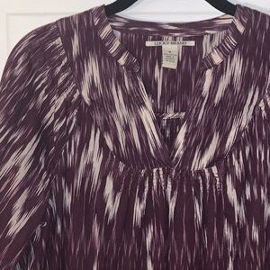 Gorgeous Lucky Brand Maroon & White Peasant Top Medium